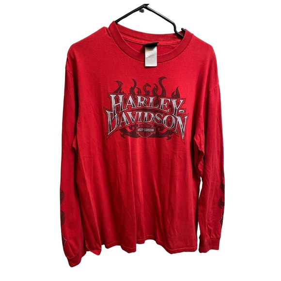 Vintage 2012 Harley Davidson Crystal River Florida Long Sleeve Red T Shirt Large - Picture 3 of 5